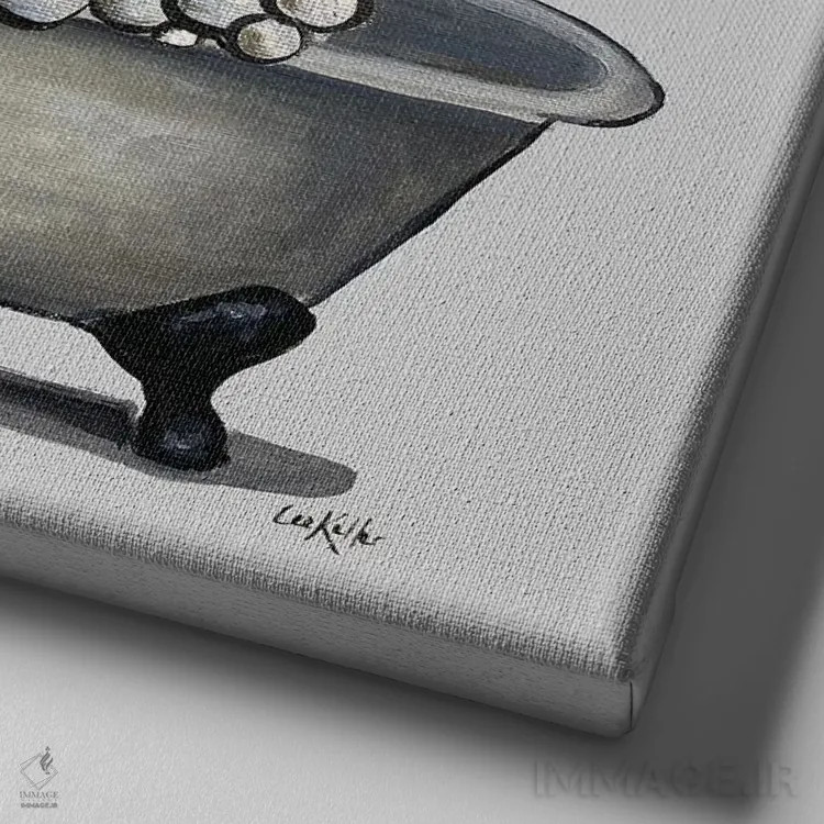 تابلو سری حیوانات در وان، گاو هایلند در وان اثر هیپی هاوند استودیوز (استودیو هنری) - نمای نزدیک بافت بوم