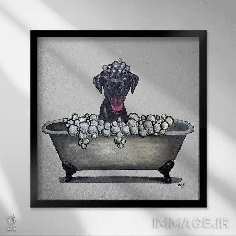 تابلو سری سگها در وان، لابر اثر هیپی هاوند استودیوز (استودیو هنری) - نمای قابدار مشکی