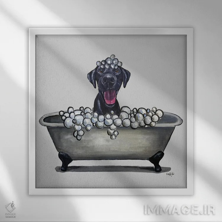 تابلو سری سگها در وان، لابر اثر هیپی هاوند استودیوز (استودیو هنری) - نمای قابدار سفید