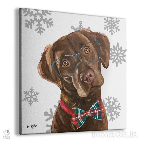 تابلو لابراتوار شکلاتی کریسمسی (سگ لابرادور قهوهای) اثر هیپی هاوند استودیوز (استودیو هنری) - نمای پرسپکتیو محصول