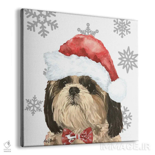 تابلو شیهتزو کریسمسی (سگ شیهتزو) اثر هیپی هاوند استودیوز (استودیو هنری) - نمای پرسپکتیو محصول