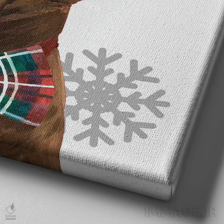 تابلو لابراتوار شکلاتی کریسمسی (سگ لابرادور قهوهای) اثر هیپی هاوند استودیوز (استودیو هنری) - نمای نزدیک بافت بوم