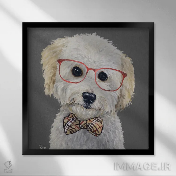 تابلو Mini Golden Doodle,مرد بیزینسی دودل، مینی گلدن دودل (سگ گلدن دودل کوچک) اثر هیپی هاوند استودیوز (استودیو هنری) - نمای قابدار مشکی
