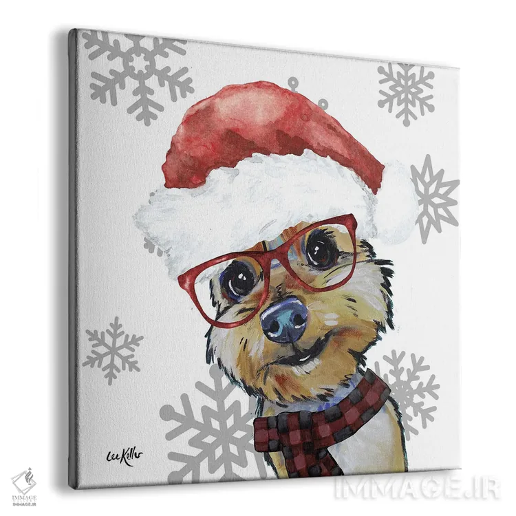 تابلو یورکی کریسمسی (سگ یورکشایر تریر) اثر هیپی هاوند استودیوز (استودیو هنری) - نمای پرسپکتیو محصول