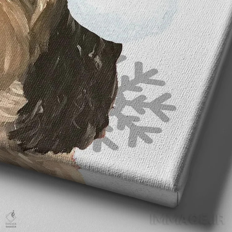 تابلو شیهتزو کریسمسی (سگ شیهتزو) اثر هیپی هاوند استودیوز (استودیو هنری) - نمای نزدیک بافت بوم