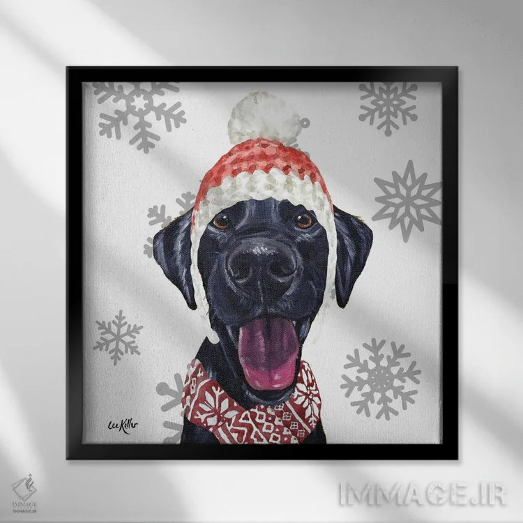 تابلو لابراتوار سیاه کریسمسی اثر هیپی هاوند استودیوز (استودیو هنری) - نمای قابدار مشکی