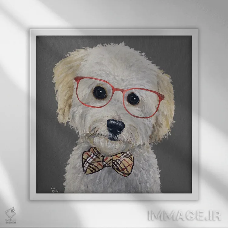تابلو Mini Golden Doodle,مرد بیزینسی دودل، مینی گلدن دودل (سگ گلدن دودل کوچک) اثر هیپی هاوند استودیوز (استودیو هنری) - نمای قابدار سفید