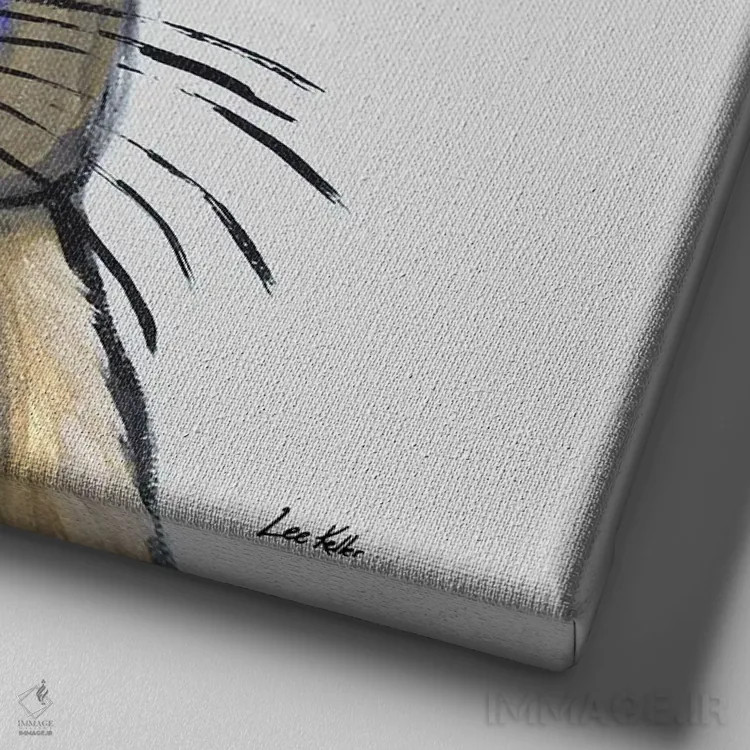 تابلو خرگوش بوهو با تاج گل (سبک هیپی) اثر هیپی هاوند استودیوز (استودیو هنری) - نمای نزدیک بافت بوم