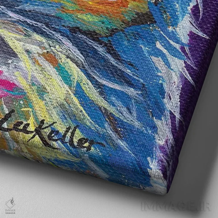 تابلو جغد ساشا اثر هیپی هاوند استودیوز (استودیو هنری) - نمای نزدیک بافت بوم