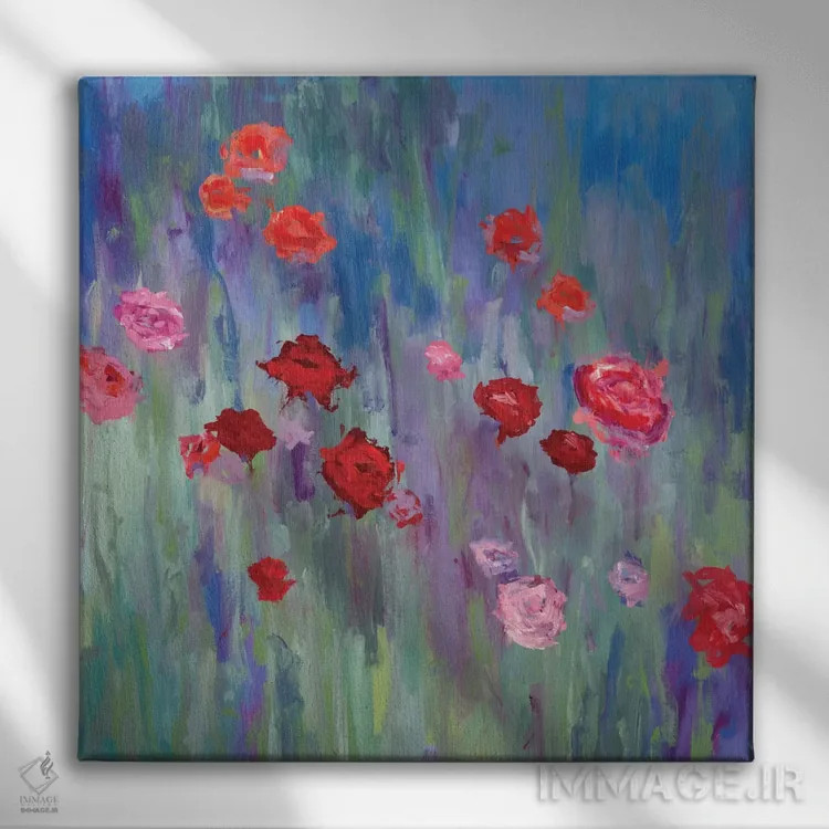 تابلو گلهای وحشی اثر رندی هبرد - نمای روبهرو روی دیوار