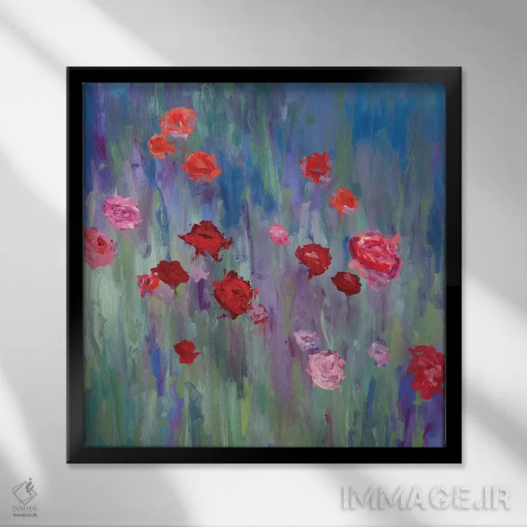 تابلو گلهای وحشی اثر رندی هبرد - نمای قابدار مشکی