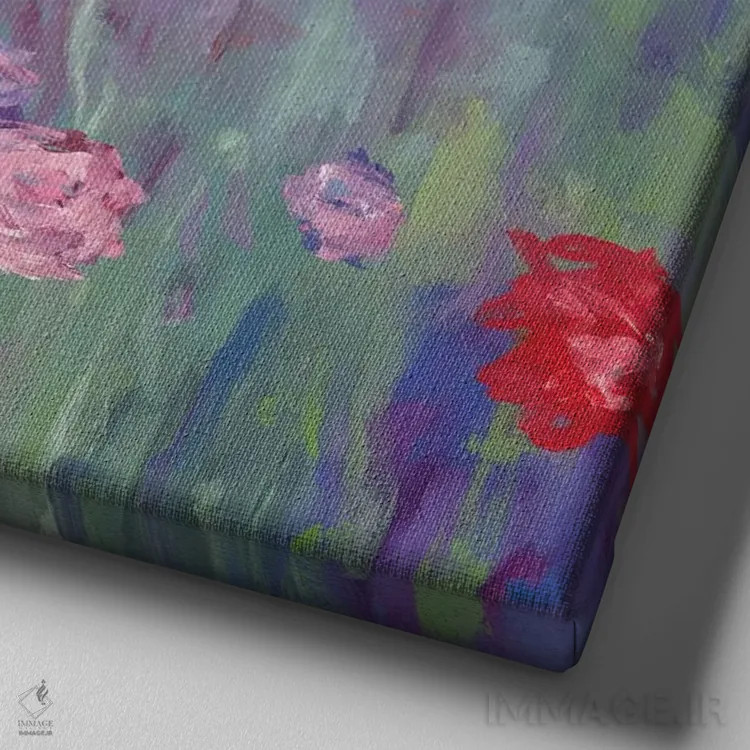 تابلو گلهای وحشی اثر رندی هبرد - نمای نزدیک بافت بوم