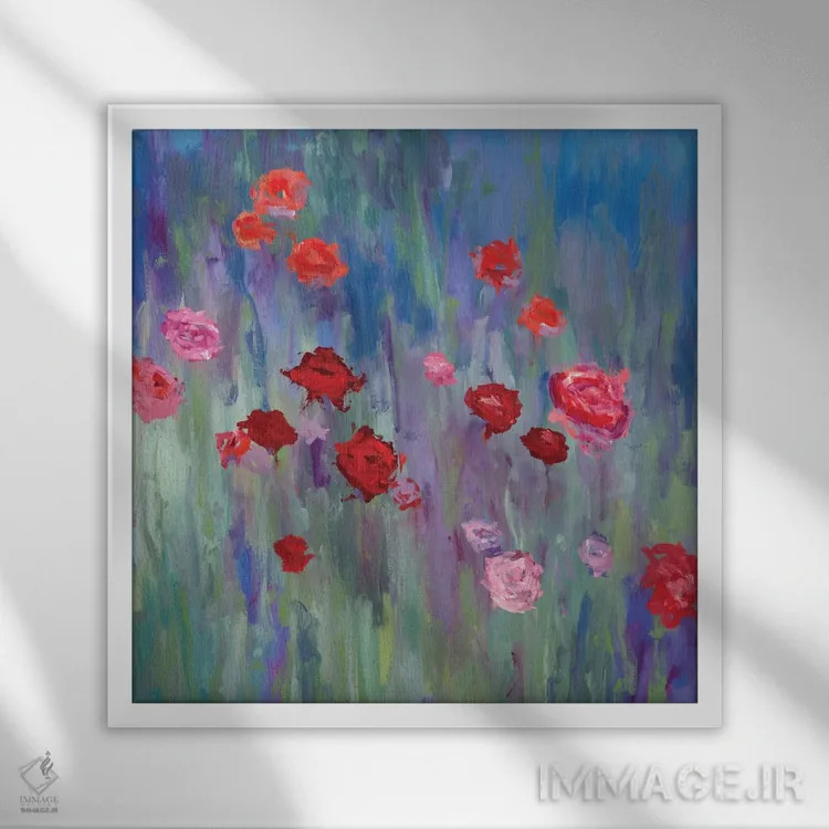 تابلو گلهای وحشی اثر رندی هبرد - نمای قابدار سفید