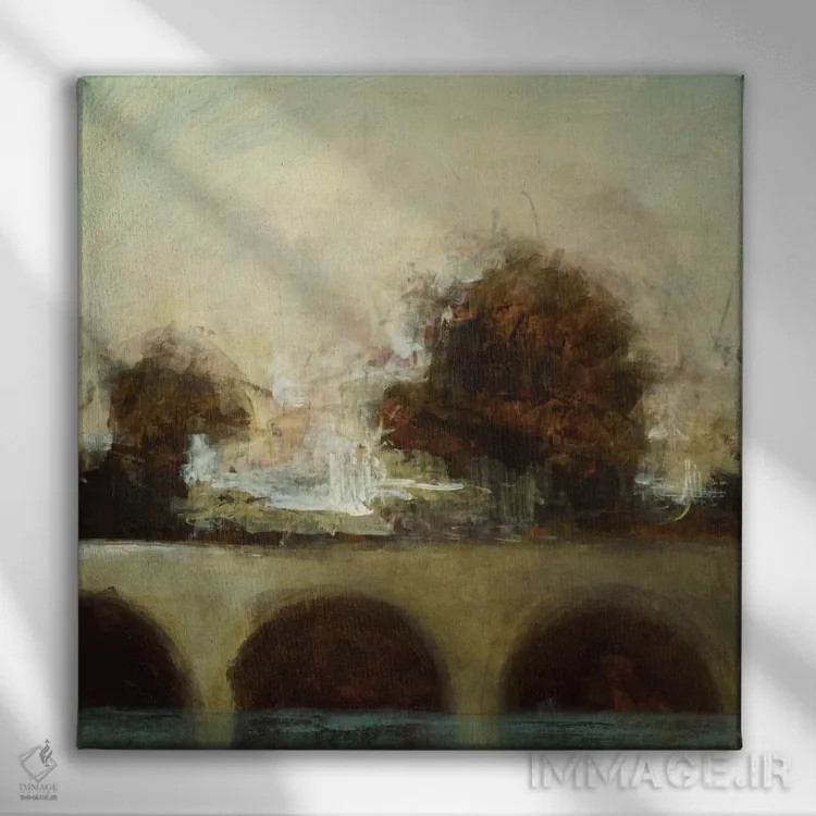 تابلو پل مهآلود یک اثر رندی هبرد - نمای روبهرو روی دیوار