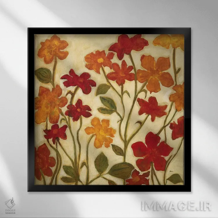 تابلو گلهای خانه شاد دوم اثر رندی هبرد - نمای قابدار مشکی