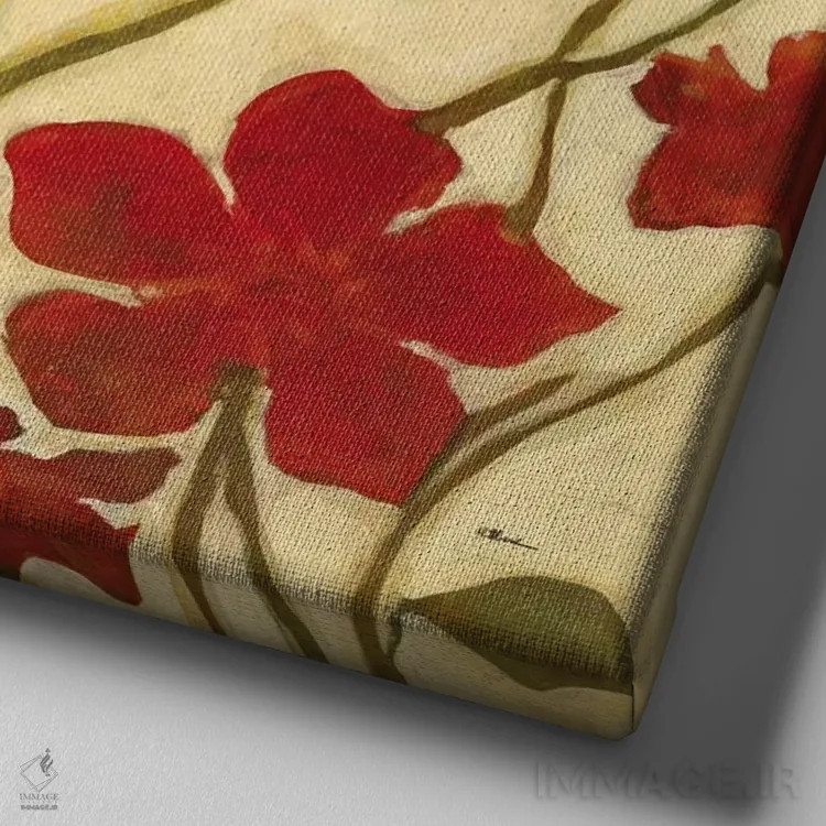 تابلو گلهای خانه شاد دوم اثر رندی هبرد - نمای نزدیک بافت بوم