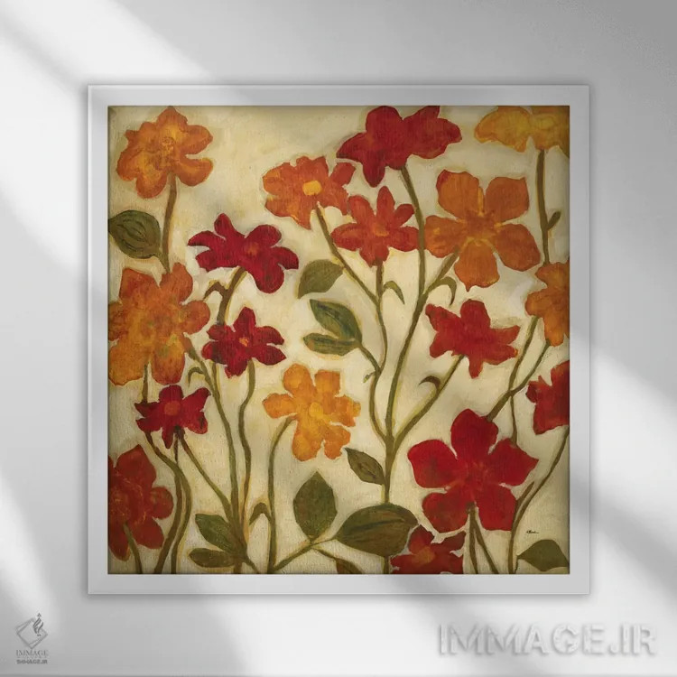 تابلو گلهای خانه شاد دوم اثر رندی هبرد - نمای قابدار سفید