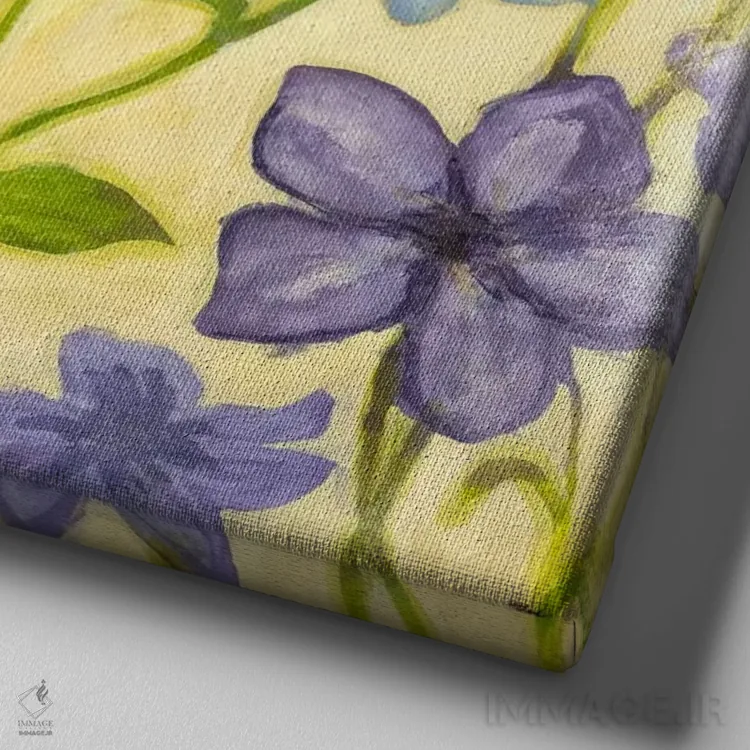 تابلو شکوفه یک اثر رندی هبرد - نمای نزدیک بافت بوم