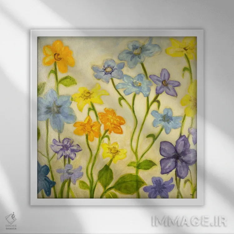 تابلو شکوفه یک اثر رندی هبرد - نمای قابدار سفید