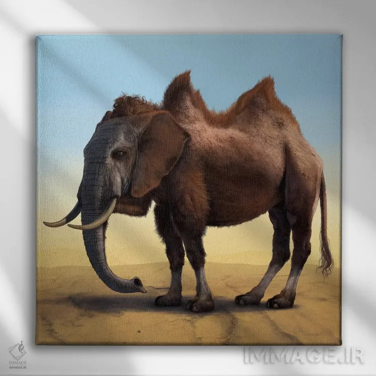 تابلو شتر-فیل (ترکیبی تخیلی) اثر وینسنت های - نمای روبهرو روی دیوار