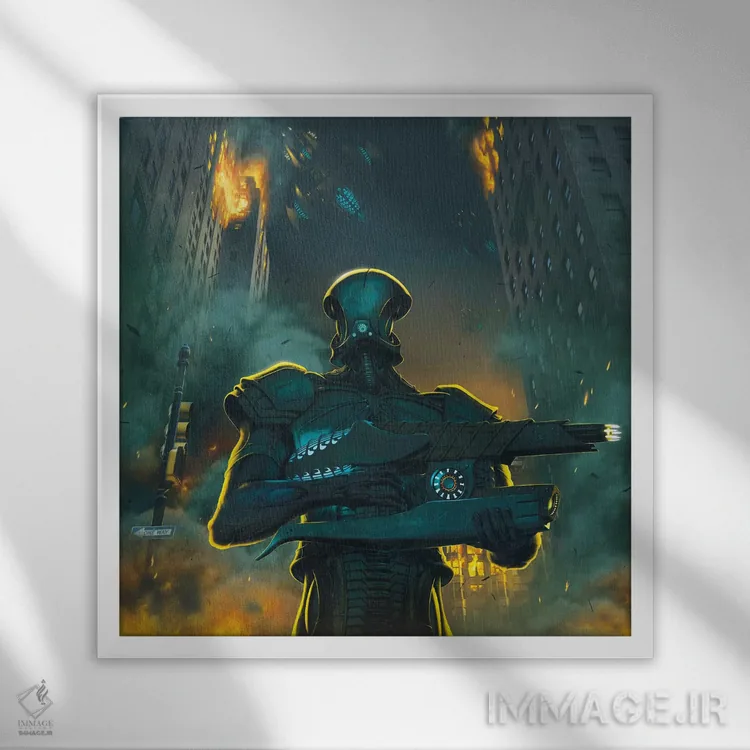 تابلو تهاجم اثر وینسنت های - نمای قابدار سفید