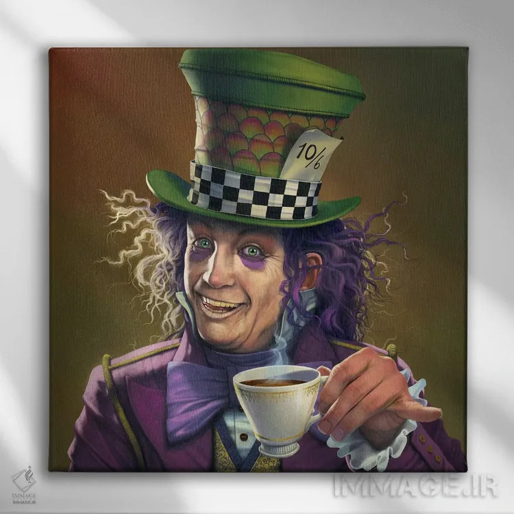 تابلو کلاهدوز دیوانه (شخصیت آلیس در سرزمین عجایب) اثر وینسنت های - نمای روبهرو روی دیوار