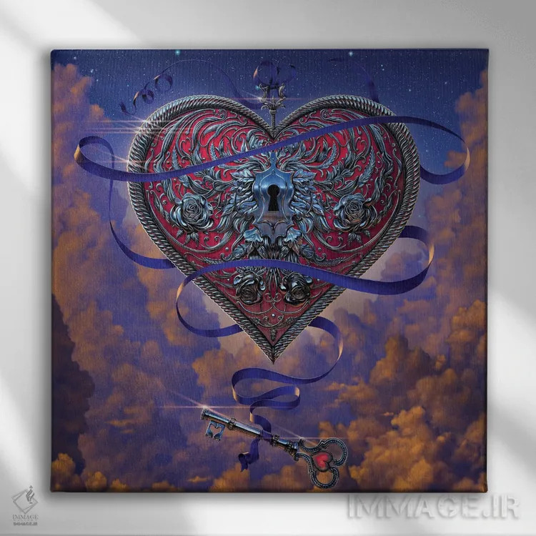 تابلو قلب و کلید اثر وینسنت های - نمای روبهرو روی دیوار