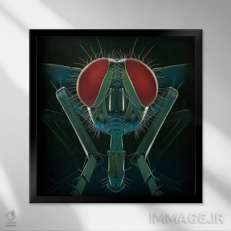 تابلو مگس فلزی اثر وینسنت های - نمای قابدار مشکی