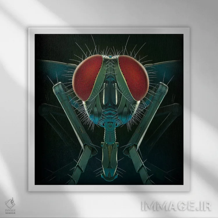 تابلو مگس فلزی اثر وینسنت های - نمای قابدار سفید