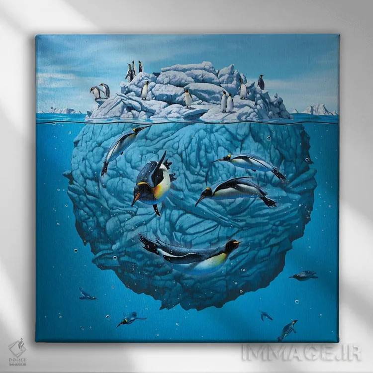 تابلو چشمک پنگوئن اثر وینسنت های - نمای روبهرو روی دیوار