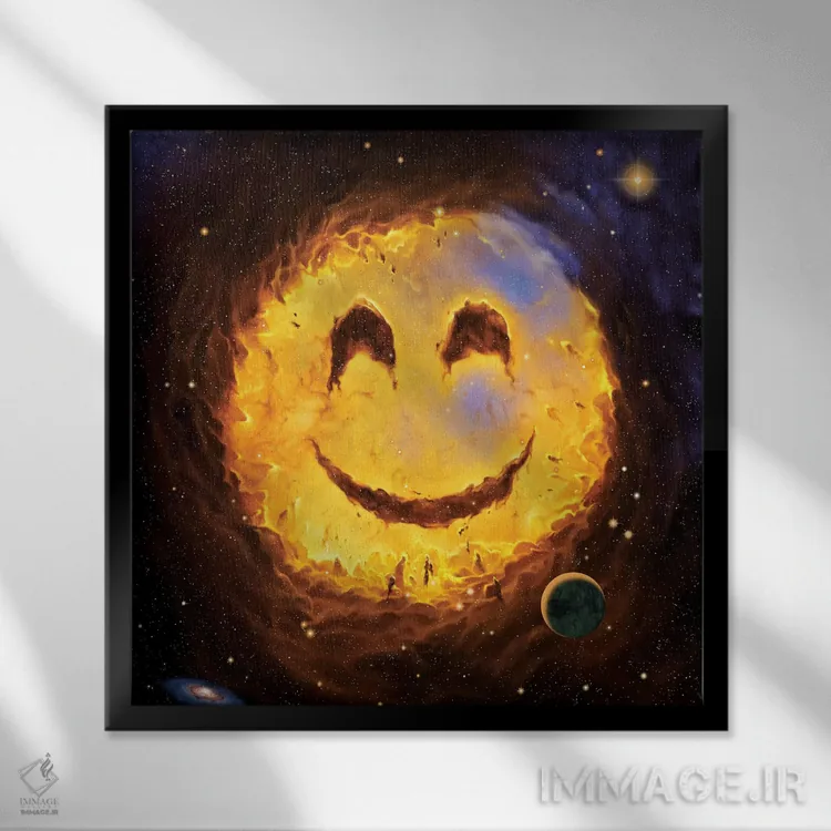 تابلو لبخند کهکشانی اثر وینسنت های - نمای قابدار مشکی