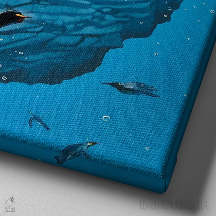 تابلو چشمک پنگوئن اثر وینسنت های - نمای نزدیک بافت بوم