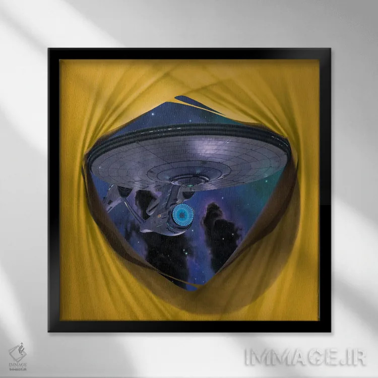 تابلو نفوذ سفینه انترپرایز NCC 1701 (پیشتازان فضا) اثر وینسنت های - نمای قابدار مشکی