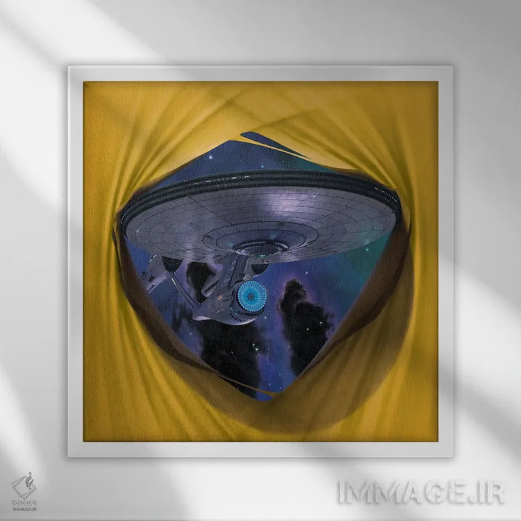 تابلو نفوذ سفینه انترپرایز NCC 1701 (پیشتازان فضا) اثر وینسنت های - نمای قابدار سفید