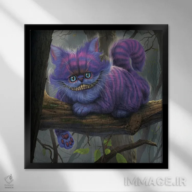 تابلو گربه چشایر (شخصیت آلیس) اثر وینسنت های - نمای قابدار مشکی