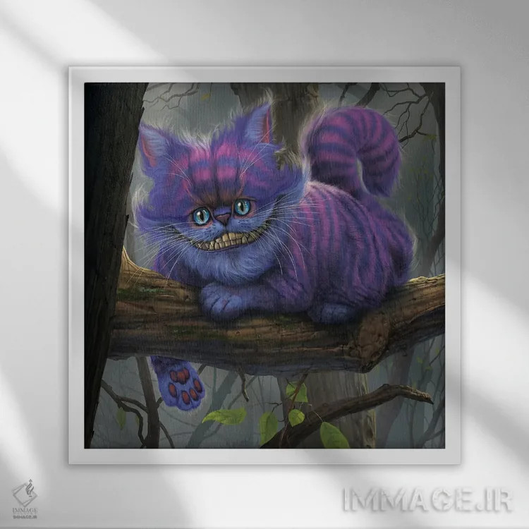 تابلو گربه چشایر (شخصیت آلیس) اثر وینسنت های - نمای قابدار سفید