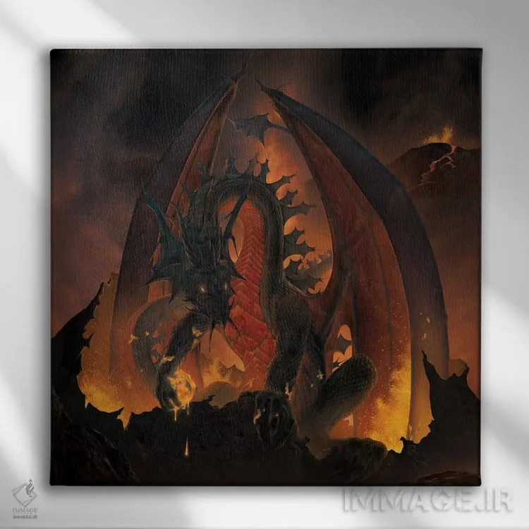 تابلو اژدهای گوی آتشین اثر وینسنت های - نمای روبهرو روی دیوار