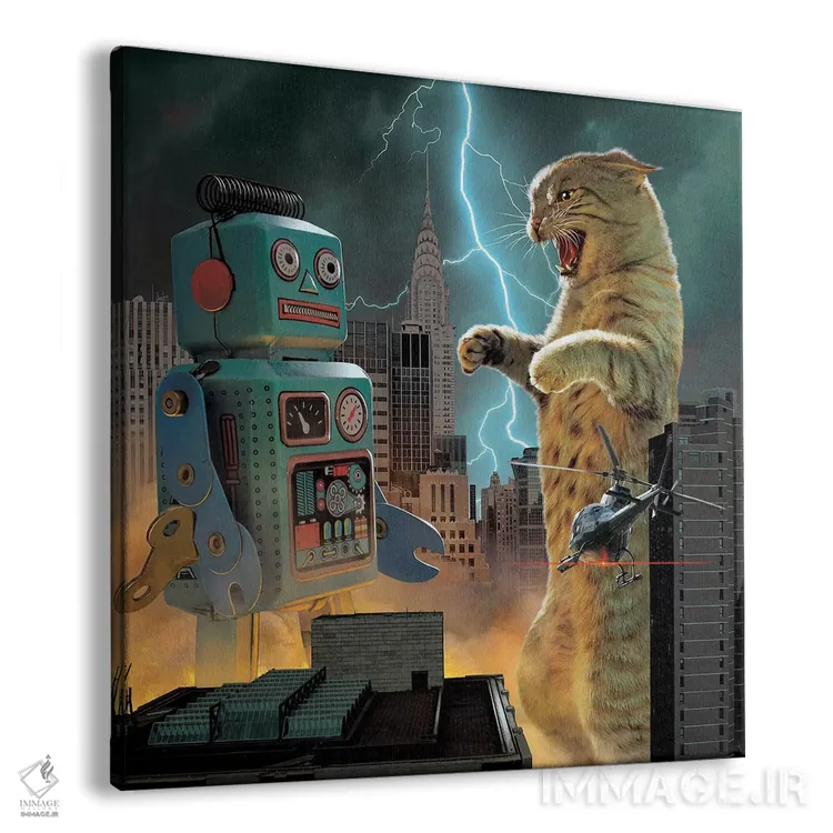 تابلو کتزیلا در برابر ربات (واژهبازی، گودزیلا) اثر وینسنت های - نمای پرسپکتیو محصول