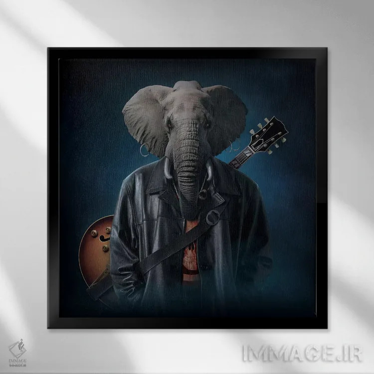 تابلو الفایس کوپر (ترکیبی تخیلی از فیل و Alice Cooper) اثر وینسنت های - نمای قابدار مشکی