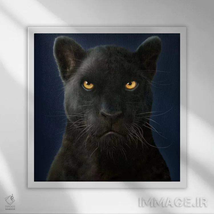 تابلو پرتره پلنگ سیاه اثر وینسنت های - نمای قابدار سفید