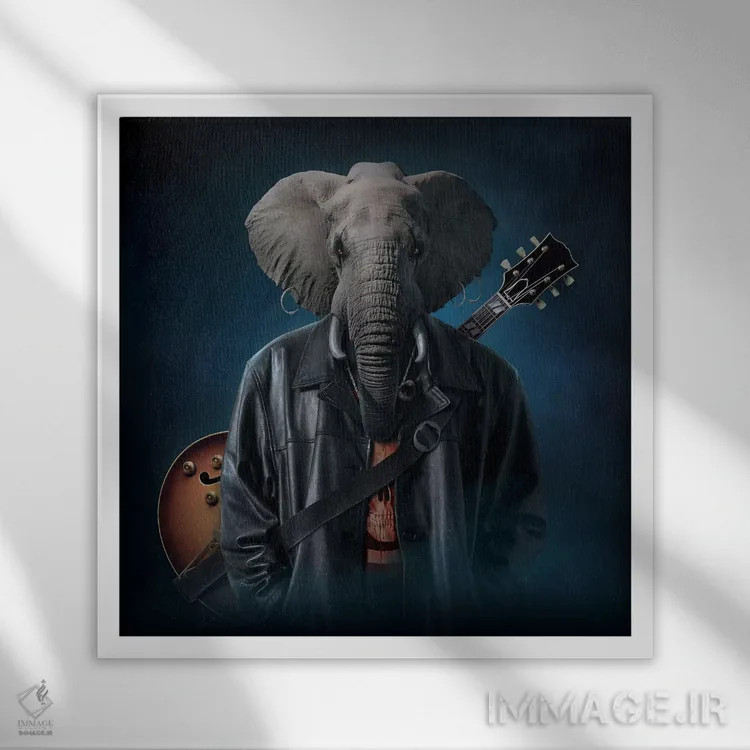 تابلو الفایس کوپر (ترکیبی تخیلی از فیل و Alice Cooper) اثر وینسنت های - نمای قابدار سفید