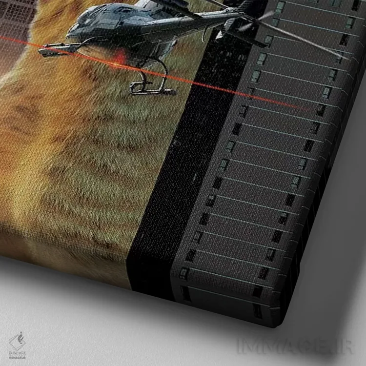 تابلو کتزیلا در برابر ربات (واژهبازی، گودزیلا) اثر وینسنت های - نمای نزدیک بافت بوم