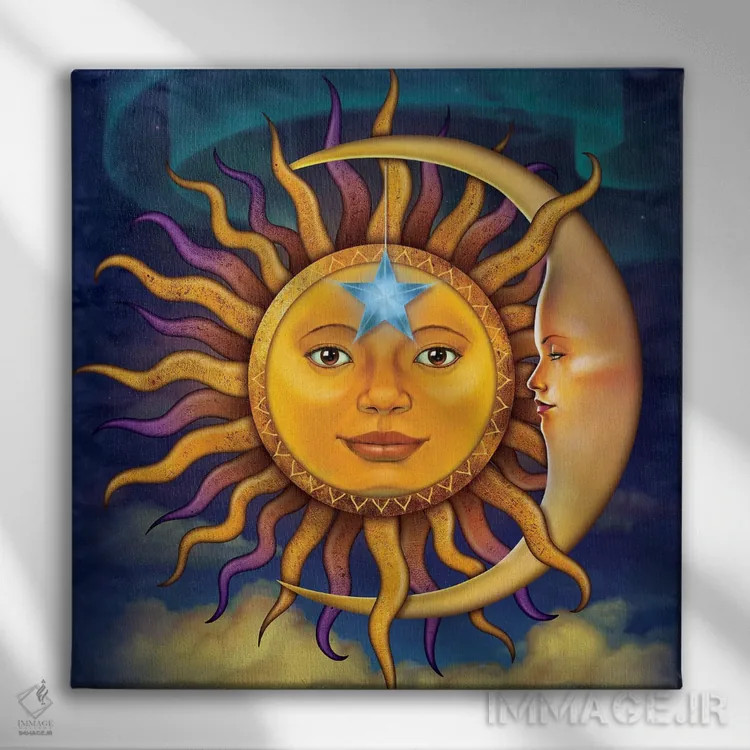 تابلو خورشید و ماه اثر وینسنت های - نمای روبهرو روی دیوار