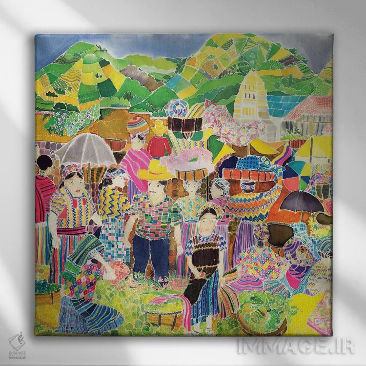 تابلو بازار آلمولونگا اثر هیلاری سایمون - نمای روبهرو روی دیوار