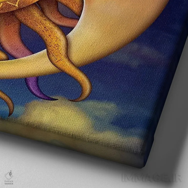 تابلو خورشید و ماه اثر وینسنت های - نمای نزدیک بافت بوم