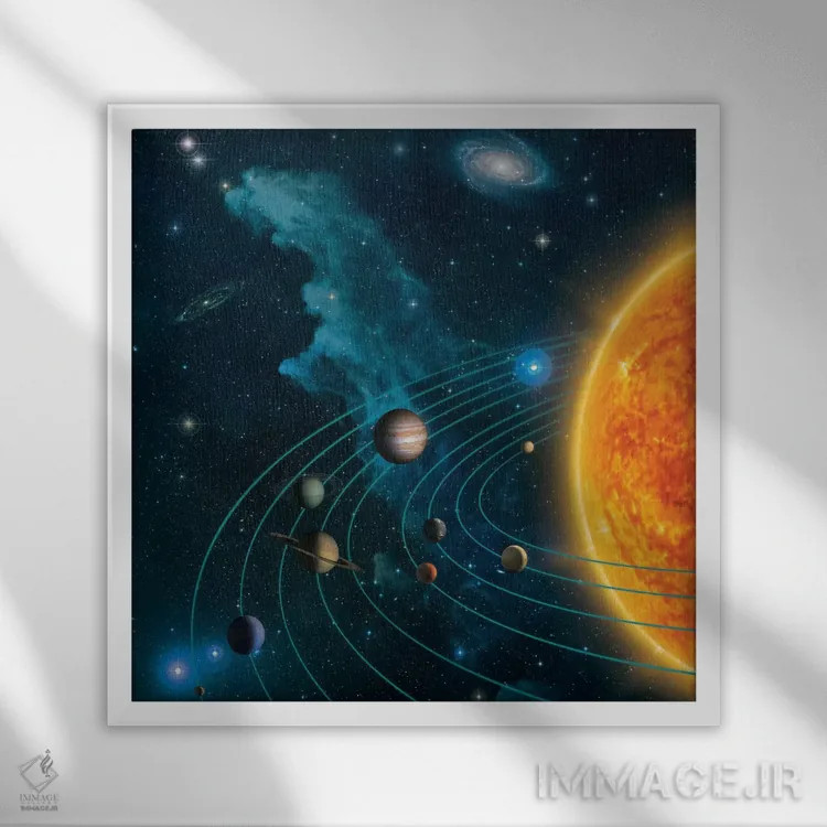تابلو منظومه شمسی اثر وینسنت های - نمای قابدار سفید