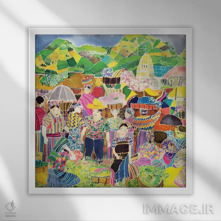 تابلو بازار آلمولونگا اثر هیلاری سایمون - نمای قابدار سفید