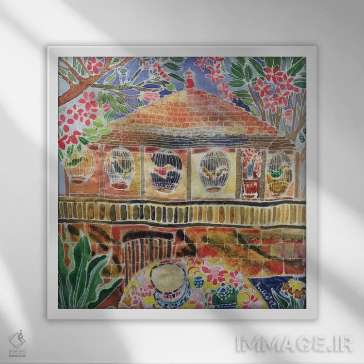 تابلو Ubud, Bali, 2002,کافه لوتوس، اوبود، بالی، ۲۰۰۲ اثر هیلاری سایمون - نمای قابدار سفید