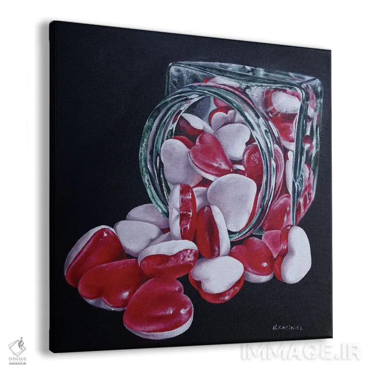 تابلو شیشه قلبها اثر هانا کاچینیل - نمای پرسپکتیو محصول