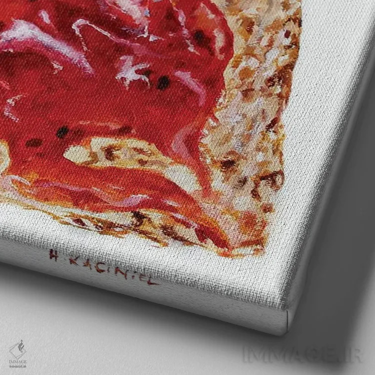 تابلو به سلامتی تو اثر هانا کاچینیل - نمای نزدیک بافت بوم